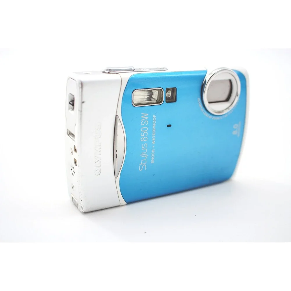 Vtg Waterproof Olympus 850SW 8MP Blue Digital Camera Digi Zoom Point Shoot Y2k
